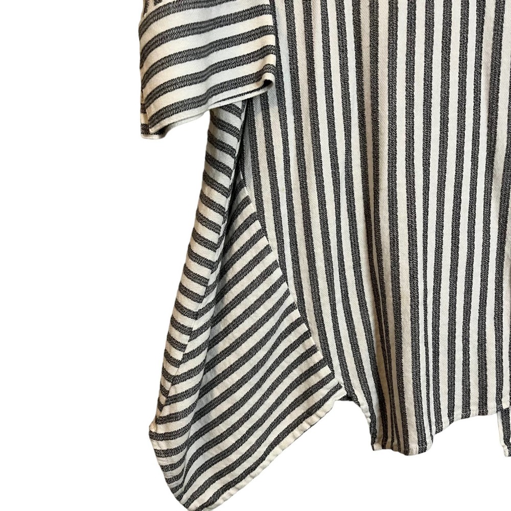 Soft Surroundings Womens Button Back Gray Striped Asymmetrical Tunic Top L - Picture 2 of 8